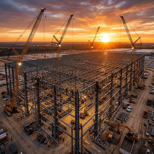 Follow-Up Revenue: Building Empires from Dead Deals A massive, awe-inspiring commercial warehouse facility in the middle of being framed.