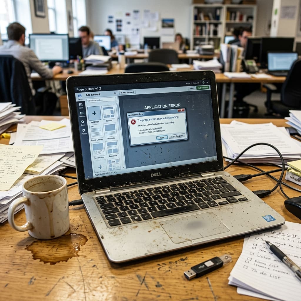 El Costo de las Plantillas Obesas Constructor web barato generando error en una laptop antigua en un desastre organizativo.