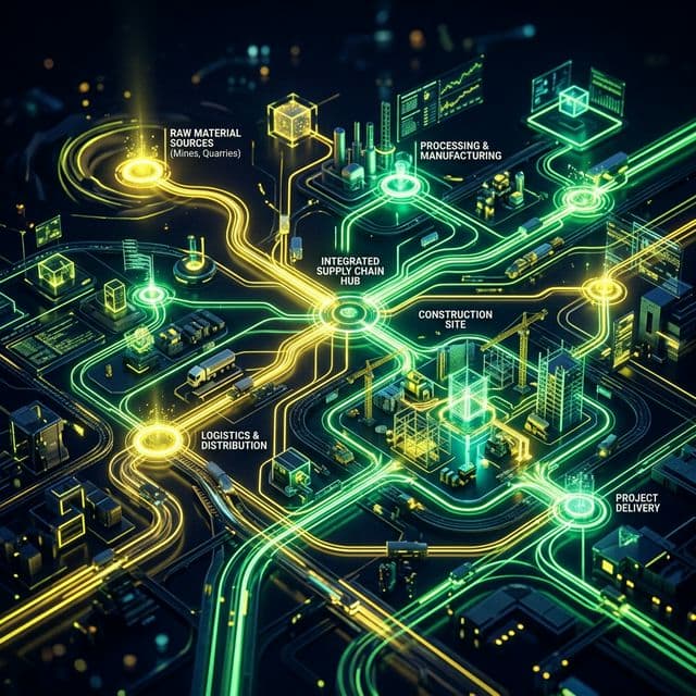 The Integrated Supply Chain A futuristic abstract representation of an integrated supply chain