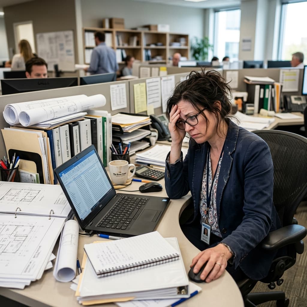 El Costo de un Portal Quebrado Un ejecuvito comercial evaluando con furia cientos de formularios tristes mediocres que asfixian sus pantallas.