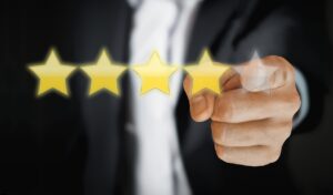 Five star rating review feedback concept